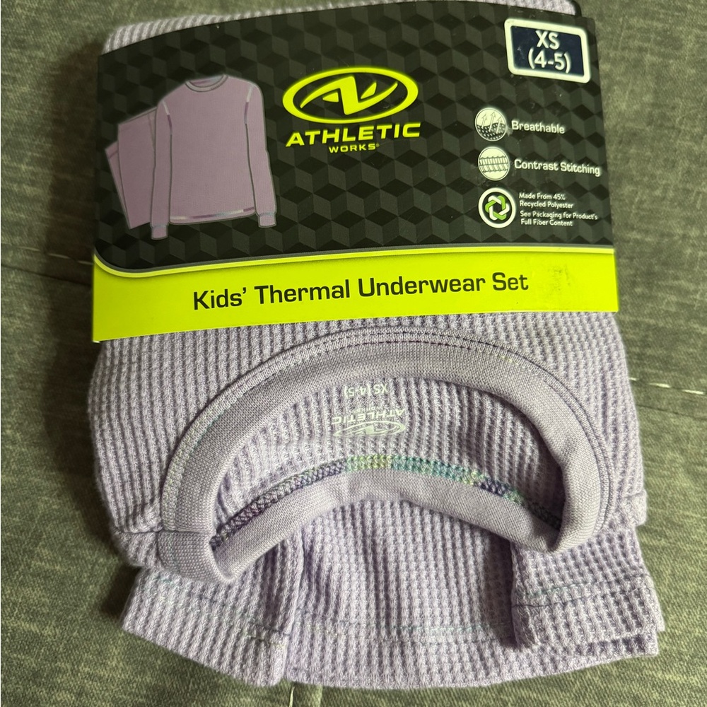 Athletic Works Kids Thermal Underwear Set in Light Purple